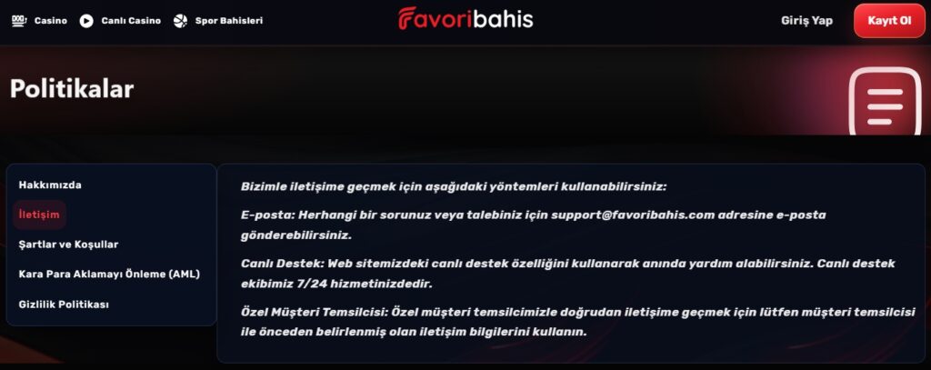 Favoribahis şikayet iletişim